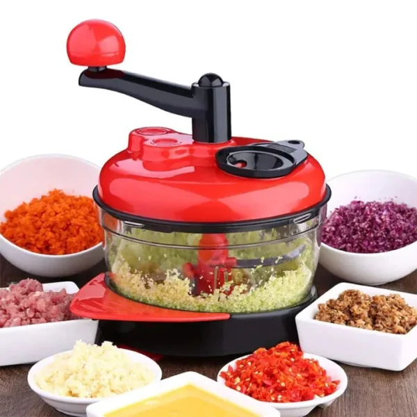 Powerful Food Chopper Manual Vegetable Cutter Multifunctional Food Mixer for Chopping Vegetables Fruit Meat Ice Mixing Flour - Red